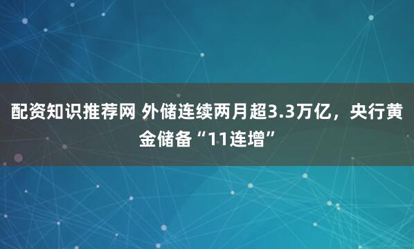 配资知识推荐网 外储连续两月超3.3万亿，央行黄金储备“11连增”